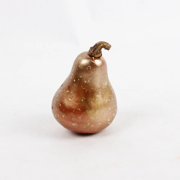 Lot of 3 Lightweight Fake Fruit for Display, Gold Mini Pear and Gourds