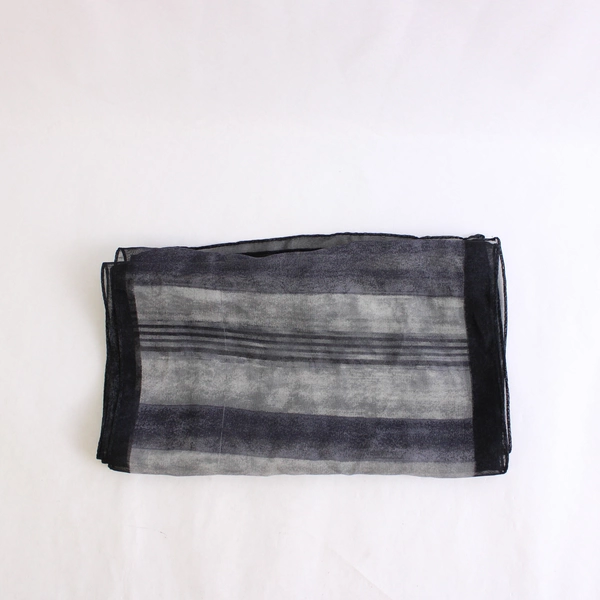 Black Grey Sheer Scarf 52" Lightweight Boho Women's Accessory