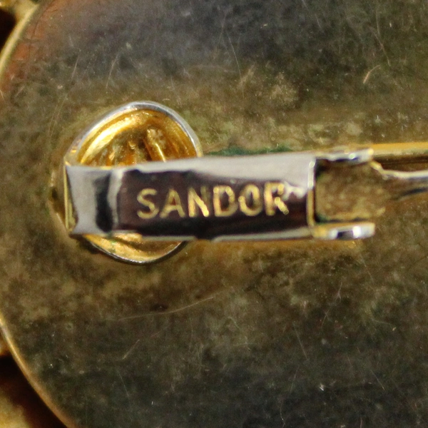 Vintage Sandor White & Orange Gold-Tone Metal Seashell Clip-On Earrings