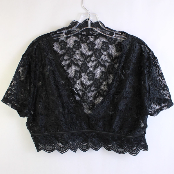 Black Women's Cropped Lace See-Through Tank Top Size 3X