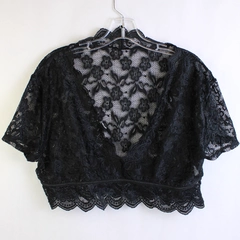 Black Women's Cropped Lace See-Through Tank Top Size 3X