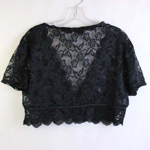 Black Women's Cropped Lace See-Through Tank Top Size 3X
