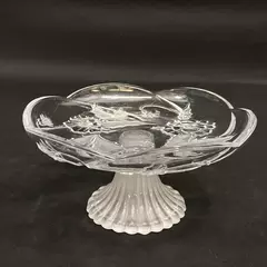 Crystal Footed Bon Bon Plate Frosted Holly Leaves And Flowers