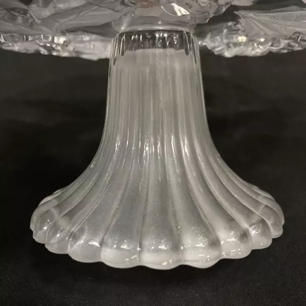 Crystal Footed Bon Bon Plate Frosted Holly Leaves And Flowers