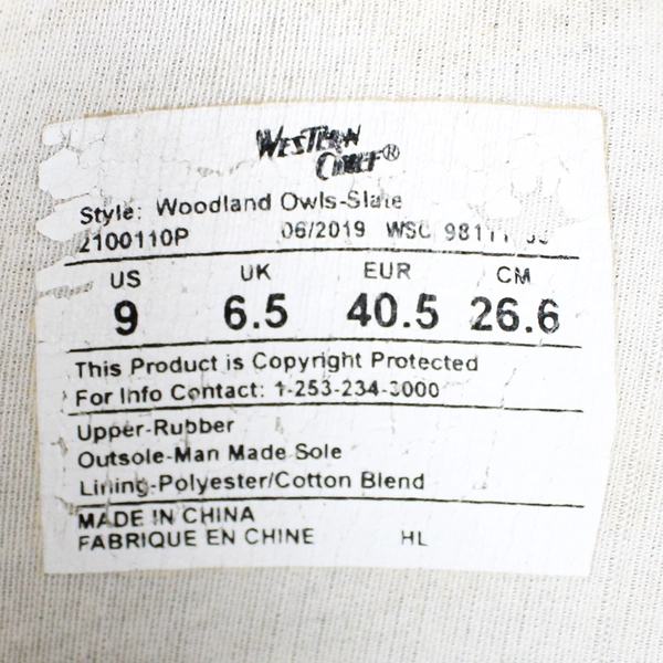 Western Chief Women's Mid-Calf Black Rubber Rainboots Size 9 Woodland Owl Print