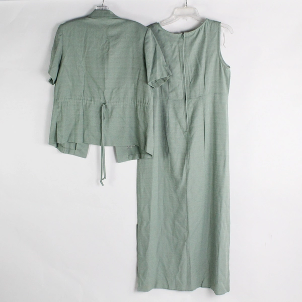 VTG Karin Stevens Women's Midi Dress & Jacket Set Size 10 Green Matching