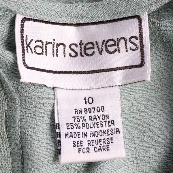 VTG Karin Stevens Women's Midi Dress & Jacket Set Size 10 Green Matching