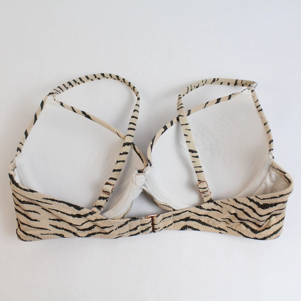 Target Glittery Beige Tiger Stripe Pattern T-Shirt Bra Women's Size 36B