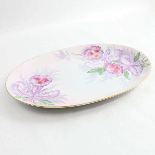 Vintage Hutschenreuther Selb Hand Painted Oval Floral Platter Signed And Dated
