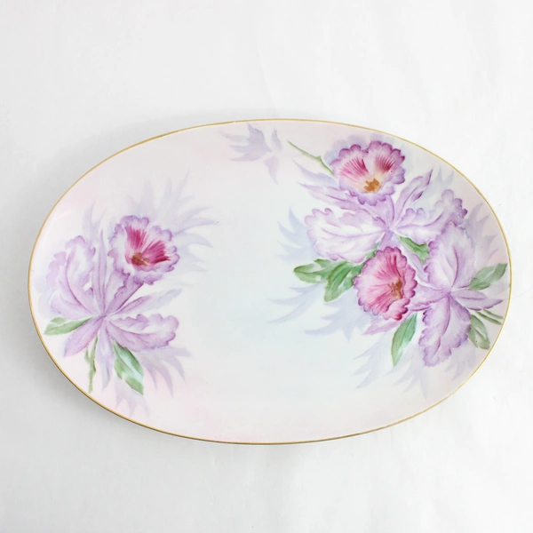 Vintage Hutschenreuther Selb Hand Painted Oval Floral Platter Signed And Dated