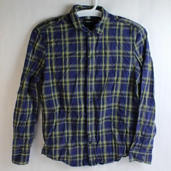 Calvin Klein Jeans Blue and Green Plaid Button-Down Shirt Men's Size Medium