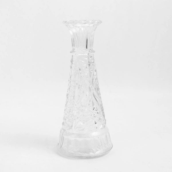 Lot of 2 Vintage Anchor Hocking Stars and Bars Pressed Glass Bud Vases 6" & 9"