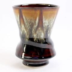 Signed Brown Ceramic Studio Pottery Vase 4.5" Tall Handmade Decorative Accent