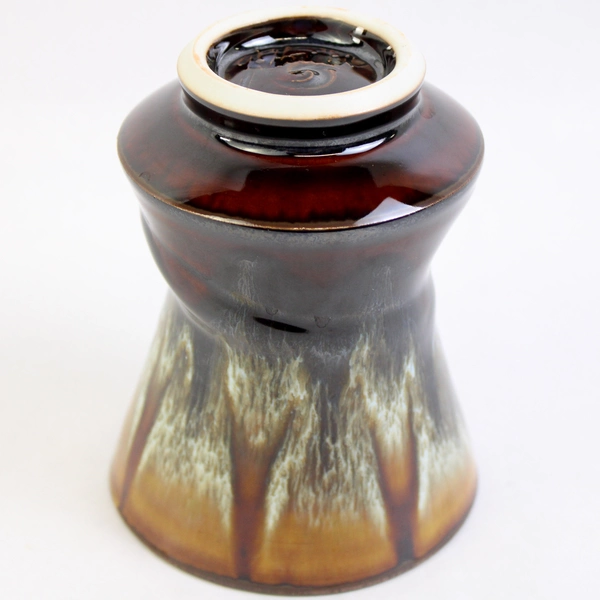 Signed Brown Ceramic Studio Pottery Vase 4.5" Tall Handmade Decorative Accent