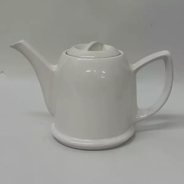 Vintage White Ceramic Round Teapot with Lid Collectible Kitchen Serveware