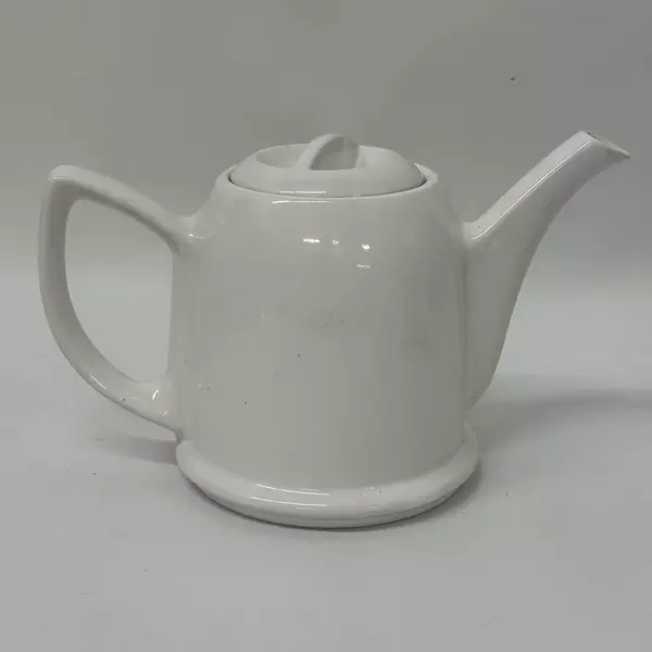 Vintage White Ceramic Round Teapot with Lid Collectible Kitchen Serveware