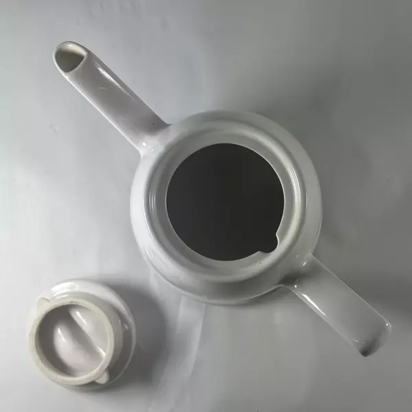 Vintage White Ceramic Round Teapot with Lid Collectible Kitchen Serveware