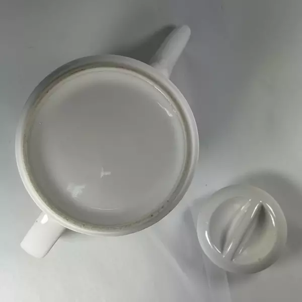 Vintage White Ceramic Round Teapot with Lid Collectible Kitchen Serveware