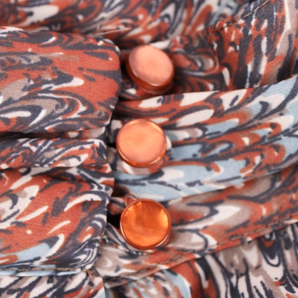 VTG Sheer Long-Sleeve Button Down Mock Neck Blouse Women's Size 10 Brown