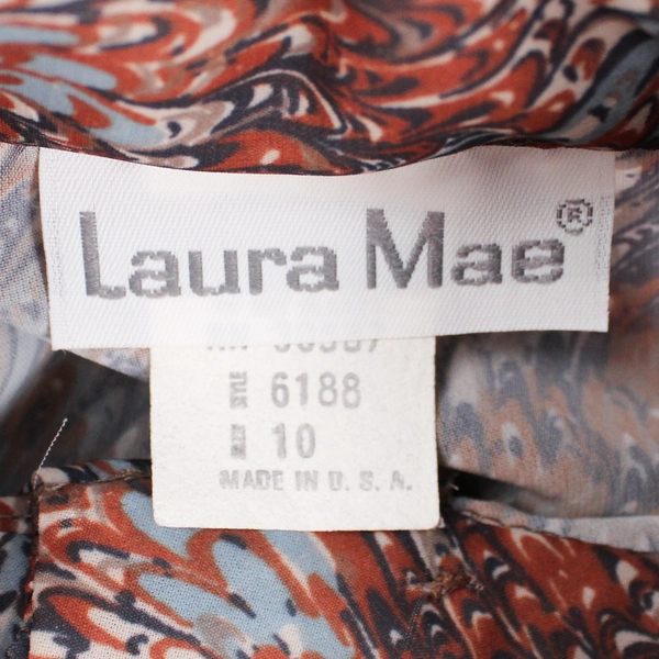 VTG Sheer Long-Sleeve Button Down Mock Neck Blouse Women's Size 10 Brown