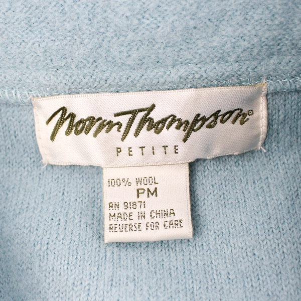 VTG Norm Thompson Women's Medium Petite Wool Coat Jacket Light Blue Flawed