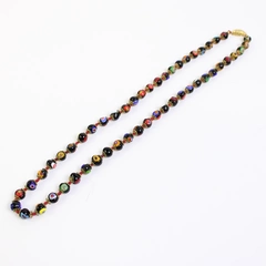 Vintage Millefiori Glass Bead Necklace 25" Gold-Tone Clasp Unmarked