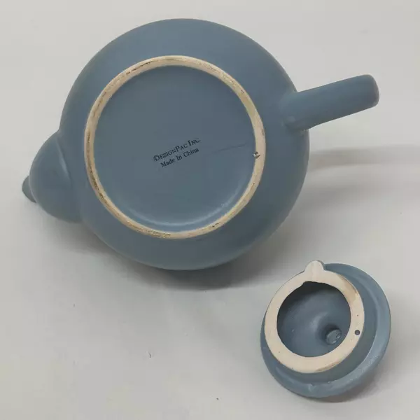 Design Pac Hand Painted Blue Ceramic Teapot Vintage Collectible Teapot
