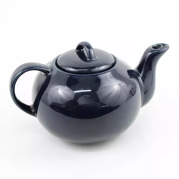 Vintage Himark Taiwan Dark Blue Ceramic Teapot Collectible Tea