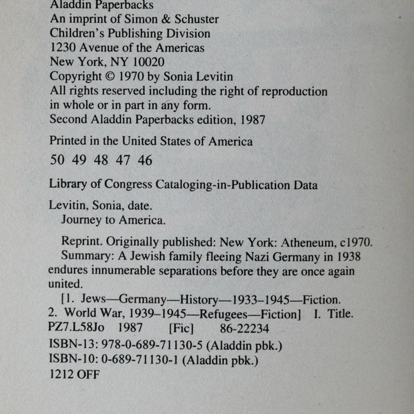 Lot of 4 Journey to America by Sonia Levitin A Journey to America Saga 1987 PB