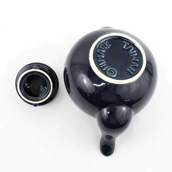 Vintage Himark Taiwan Dark Blue Ceramic Teapot Collectible Tea