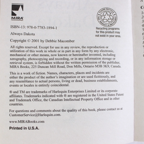 Always Dakota by Debbie Macomber 2001 Paperback 3rd Book in Dakota Trilogy