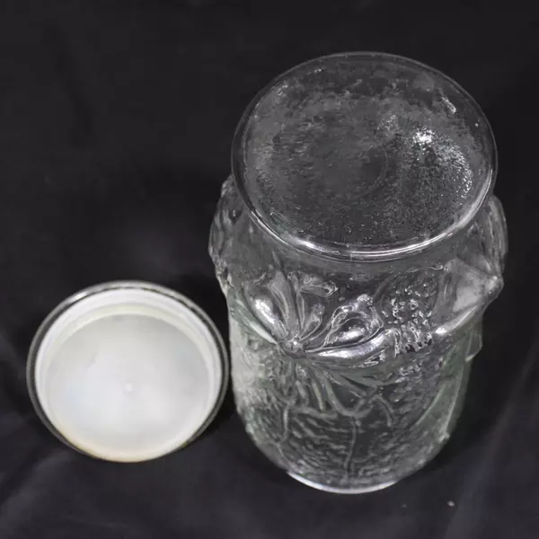 Vintage Anchor Hocking Rainflower Clear Glass Embossed Storage Jar With Lid