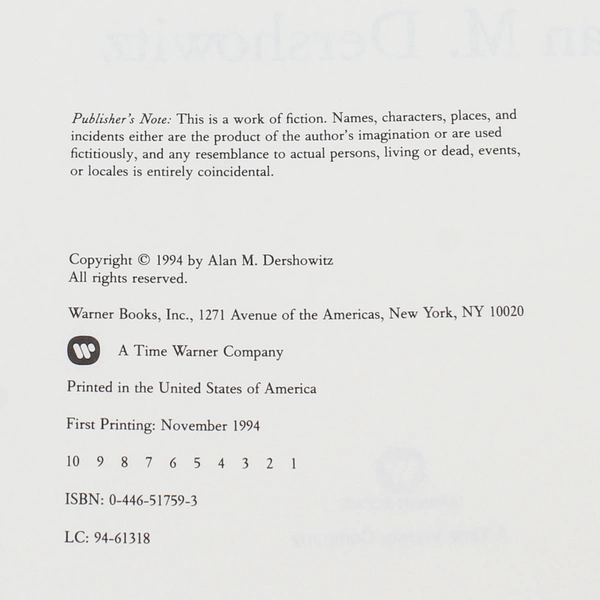 The Advocate's Devil by Alan M. Dershowitz 1994 Hardcover - Good Condition