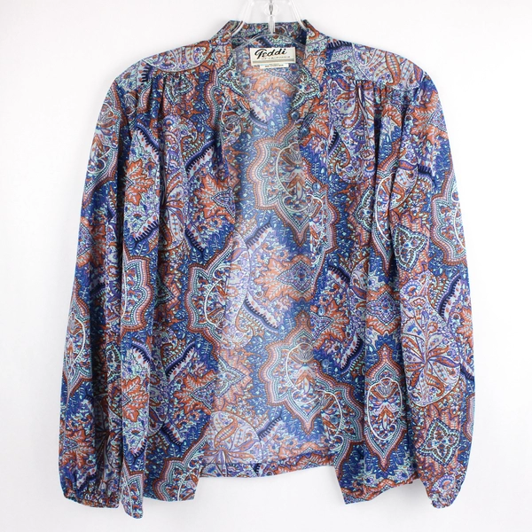 VTG Teddi of California Lightweight Sheer Button-down Shirt Women's 12