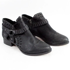 Vince Camuto Booties Low Heel Leather Black VC Calley 7.5 M