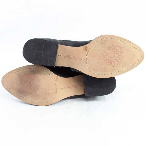 Vince Camuto Booties Low Heel Leather Black VC Calley 7.5 M
