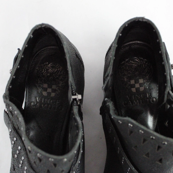 Vince Camuto Booties Low Heel Leather Black VC Calley 7.5 M