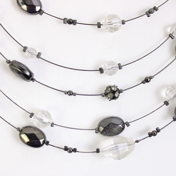 Unmarked Multi-Strand Beaded Necklace Fashion Jewelry Statement Piece