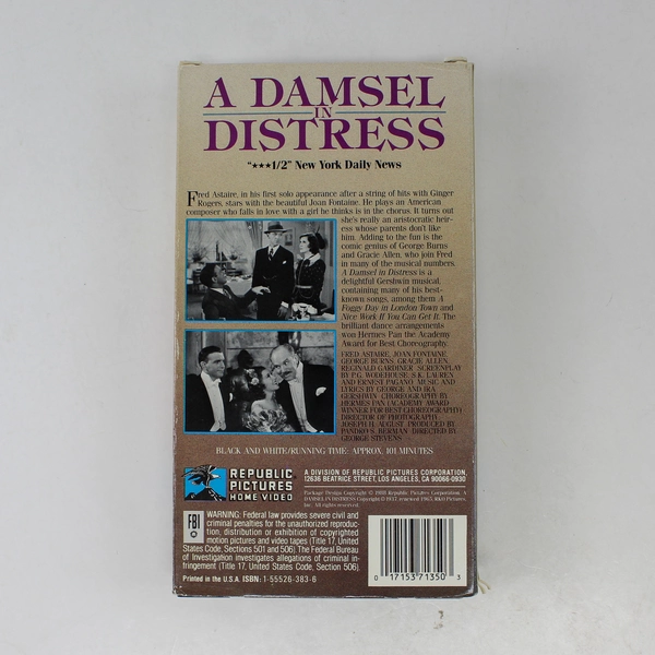 A Damsel In Distress VHS 1988 Black and White