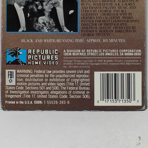 A Damsel In Distress VHS 1988 Black and White