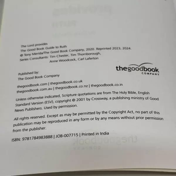 Ruth: The Lord Provides by Tony Merida 2020 Paperback Bible Study Book