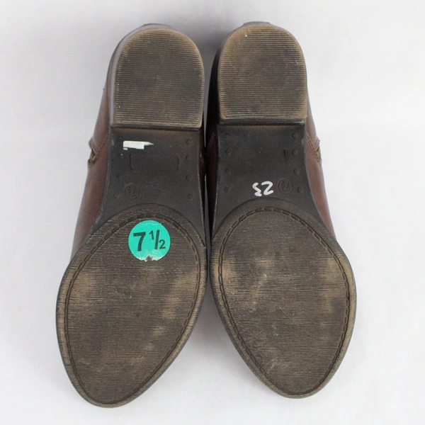 Diba Brown Leather Ankle Boots Booties Zipper Detail Women's Size 7.5 W