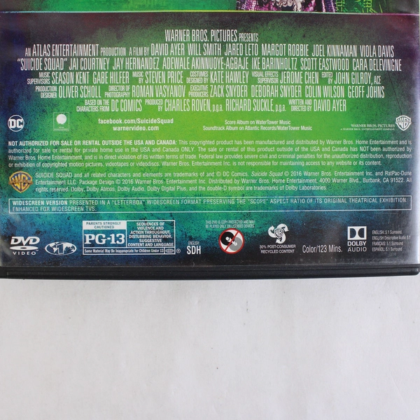 Suicide Squad DVD 2016 Movie DC Will Smith Jared Leto Margot Robbie Viola Davis