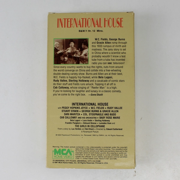 International House VHS 1933 MCA Home Video W. C. Fields George Burns