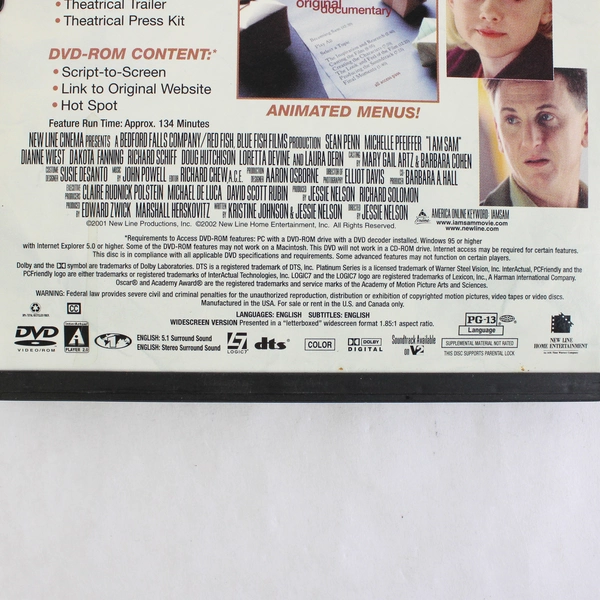 I Am Sam DVD Movie 2001 Standard Jewel Case Untested
