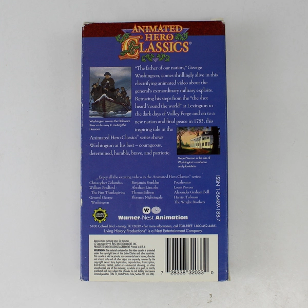 Animated Hero Classics George Washington VHS 1992 Historical