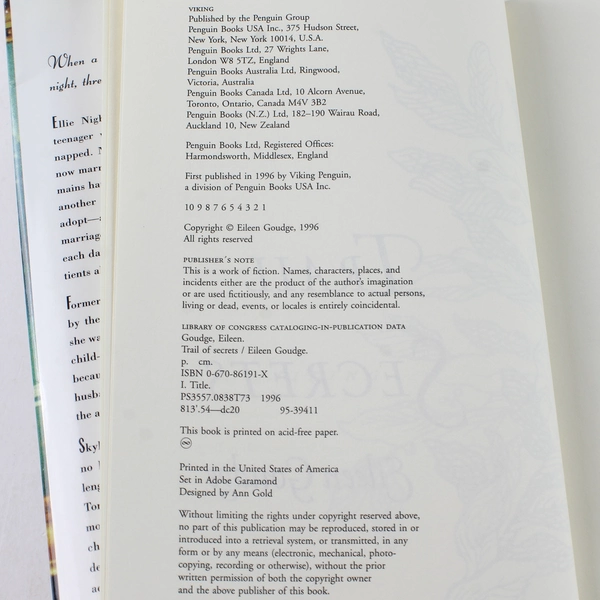 Eileen Goudge Trail of Secrets 1996 Hardcover Book - Good Condition