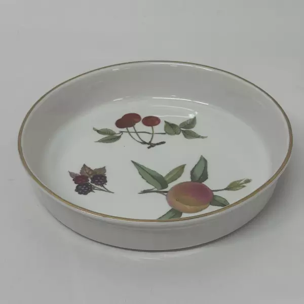 Vintage Royal Worcester Eversham Gold 8" Round Flan Dish Fine China