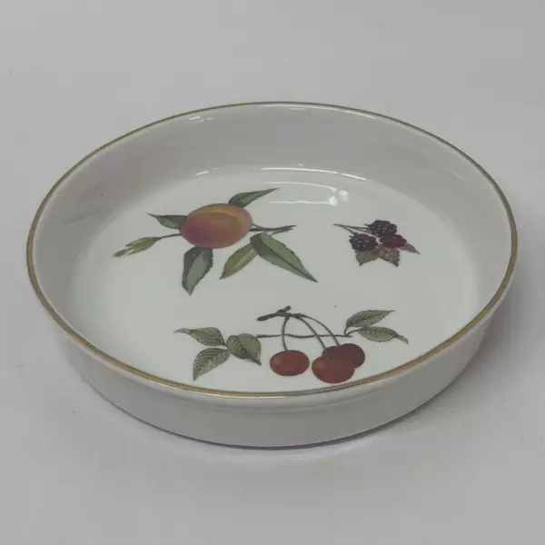 Vintage Royal Worcester Eversham Gold 8" Round Flan Dish Fine China