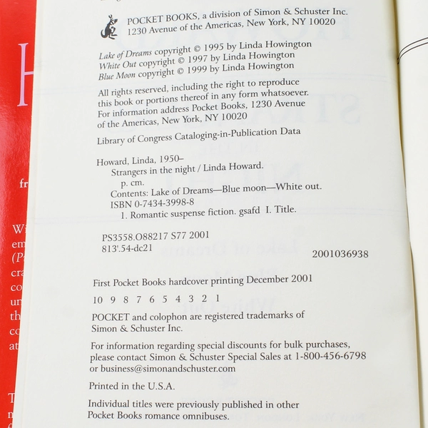 Strangers in the Night by Linda Howard 2001 Hardcover - Good Condition